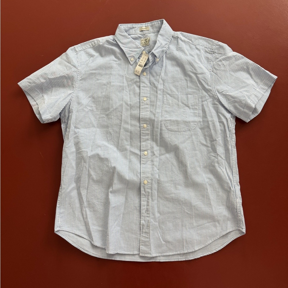 NWT J. Crew Blue Striped Short Sleeve Oxford Shirt